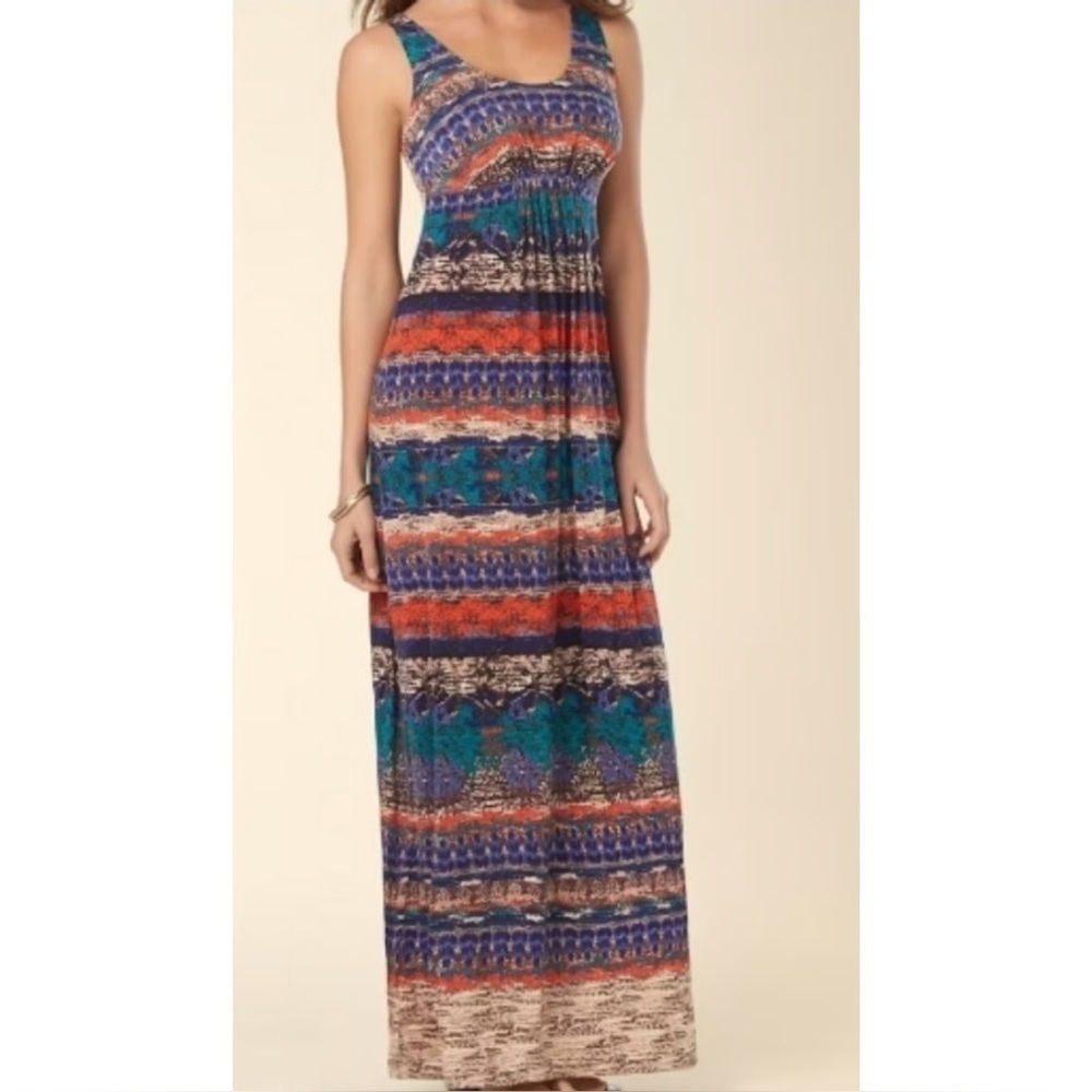 Soma Womens Maxi Dress Empire Waist coastal lounge Boho Stretchy  Large - Picture 9 of 9